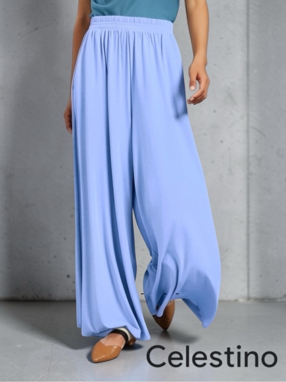 Celestino Sky Blue wide-leg Palazzo pants • Size Small